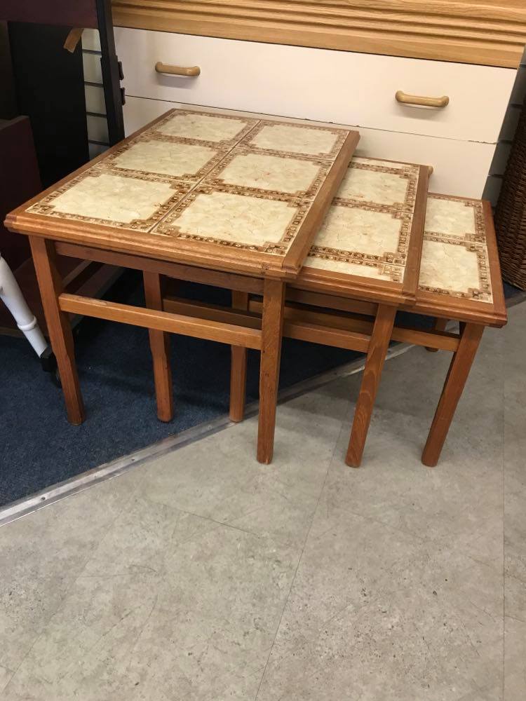 Tile top nest of tables in very good condition